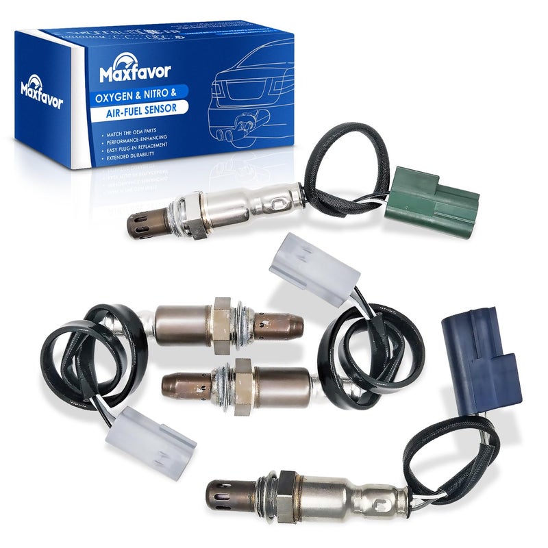 MAXFAVOR 4PC Oxygen Sensor Upper/Under Replacement for Nissan 2007 Pathfinder Frontier Xterra 4.0L 234-9072 x2 234-4297 234-4313 02 Sensor - Image 1